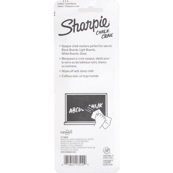 Marker, Wet Erase, Chalk, 2/PK, White PK